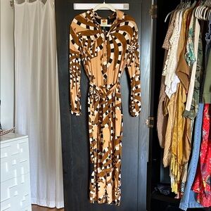 FARM Rio Geometric Black and Brown Jumpsuit